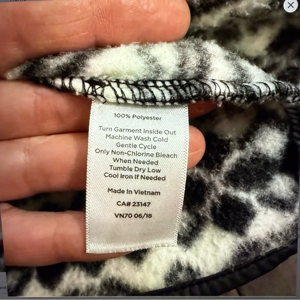 Talbots Women's Black White fair isle geometric fleece zip jacket - Picture 9 of 10
